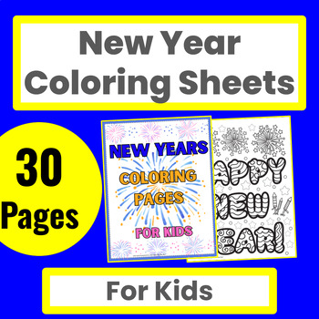 Preview of Kids New Year Coloring Sheets & Writing for Homeschool or First Week of January