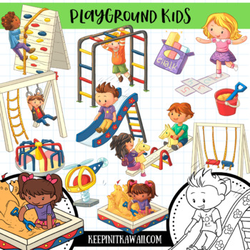 Preview of Kids On the Playground Clip Art Set