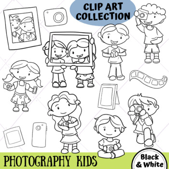 fun kids clipart black and white