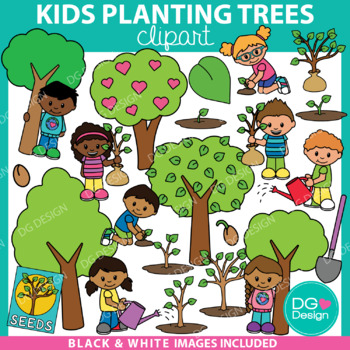 Kids Planting Trees Clipart by DG Design - Damm Good Design | TPT