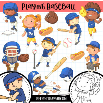 Preview of Kids Playing Baseball Sports Clip Art