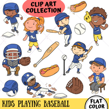 Kids Playing Baseball Sports Clip Art