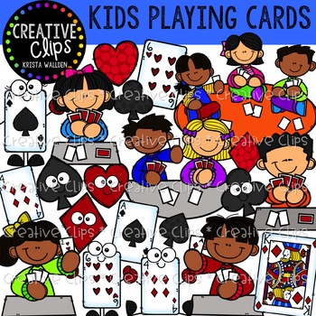 kids playing cards clipart