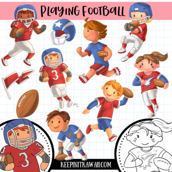 Preview of Kids Playing Football Sports Clip Art