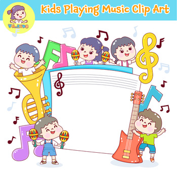 Preview of Kids Playing Music Clip Art .