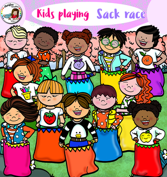 Kids Playing -Sack Race by Artifex | TPT