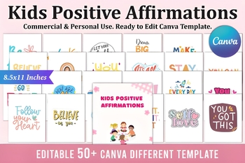 Preview of Kids Positive Affirmations - Daily Positive Affirmations Encouragement for Child