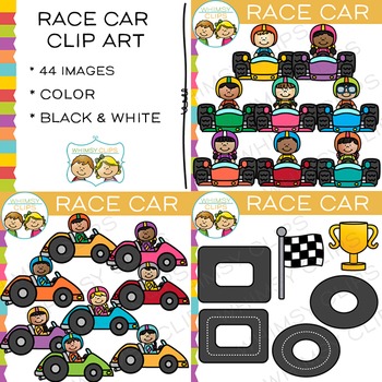 Preview of Race Car Kids and Racetrack Clip Art
