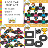 Race Car Kids and Racetrack Clip Art