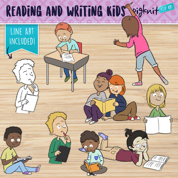 Preview of Kids Reading And Writing Clipart | Secondary Kids