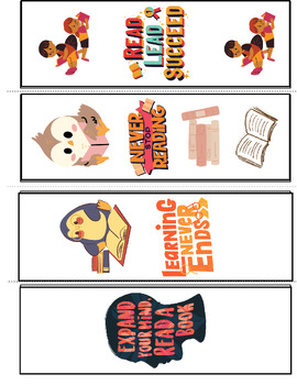 Preview of Kids' Reading Bookmarks Set of 4 For all Grades Classroom Incentive