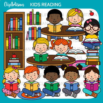 Kids Reading Books Clip Art by ClipArtisan | Teachers Pay Teachers