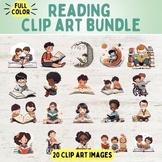 Kids Reading Books Clip Art Classroom and Library Images Bundle