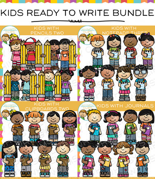 Preview of School Kids Ready for Writing Clip Art Big Bundle