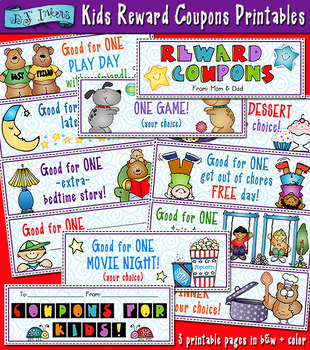 Preview of Kids Reward Coupons - Good Behavior Incentive - Printable Coupon Booklet