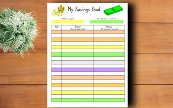 Preview of Kids Savings Goal Worksheet