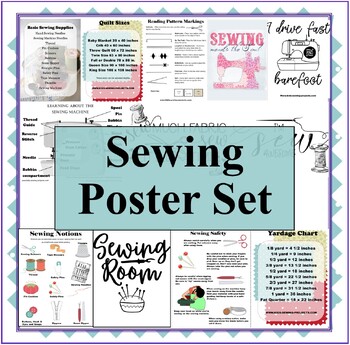 Preview of Kids Sewing Posters Set- 12 Informational and Fun Sewing Posters