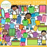 Kids Shopping for Clothing Store Clip Art