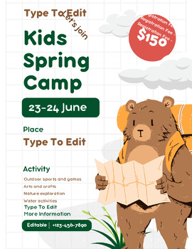 Preview of Kids Spring Summer  Camp Flyers (4) Fully Customize your Flyer Ready to Edit!