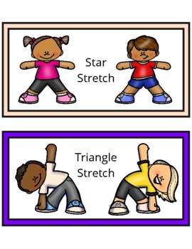 Preview of Kids Stretching Flash-Cards, Fitness Signs, Physical Literacy, PE