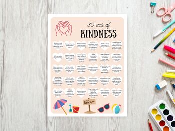 Kids Summer 30 Acts of Kindness Printable, Daily Kindness - Coral Beach ...