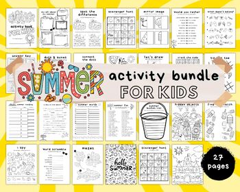 Preview of Kids Summer Activity Bundle - Printables
