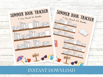 Preview of Kids Summer Book Tracker Printable, Reading Log - Coral Beach Banner