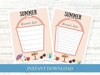 Preview of Kids Summer Bucket List Printable, Summer Activities - Coral Beach Banner