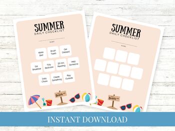 Preview of Kids Summer Daily Checklist Printable, To Do List - Coral Beach Banner