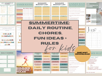 Preview of Kids Summer Planner 2024 (Routine, Schedule, Fun Ideas + Rules)