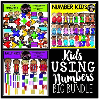 Preview of Kids Using Numbers Clip Art Big Bundle {Educlips Clipart}