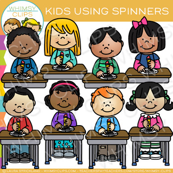 Preview of Kids Using Spinners Math Clip Art