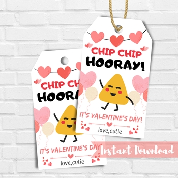 Kids Valentines Cards Friend-chip, Chip Hooray, Valentine Tags, Printable Valentines  Day, Kid Gifts for School Classroom Bag Chips Tags 