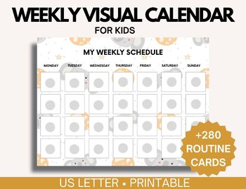 Preview of Kids Weekly Planner, Weekly Kids Calendar, Visual Schedule, Visual Chore Chart