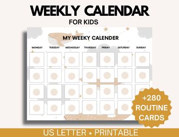 Kids Weekly Calendar Cute Colorful Printable Children's -  Portugal