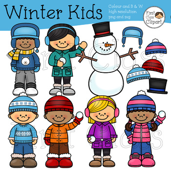 Kids Winter and Snowman Clip Art by First Class Clipart | TpT
