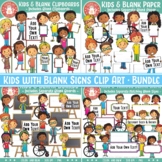 Kids With Blank Signs Clipart Bundle