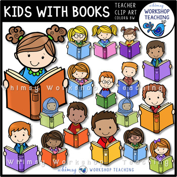 Preview of Kids With Books Clip Art