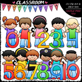 Kids With Math Numbers (0-10) Clip Art - Math Clip Art & B&W Set