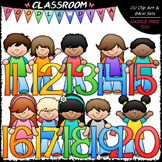Kids With Math Numbers (11-20) Clip Art - Math Clip Art & B&W Set