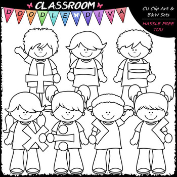 math clipart for kids black and white