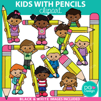 Preview of Kids With Pencils Clipart