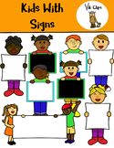 Kids With Signs Clip Art