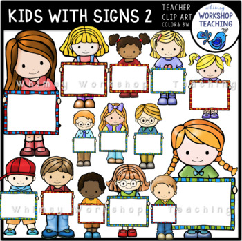 Preview of Kids With Signs 2 Clip Art