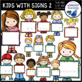 Kids With Signs 2 Clip Art