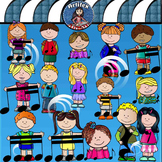 Kids With music notes 2- Color and B&W