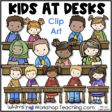 Kids Writing At Desks Clip Art
