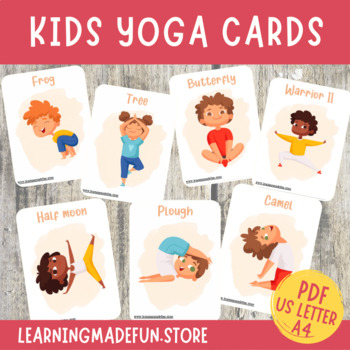 Preview of Kids Yoga Cards, Children’s Yoga Pose, Yoga Flash Cards, Class Fitness Activity