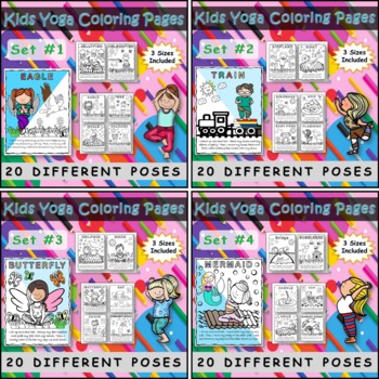 Kids Yoga Pose Coloring Pages Set #4 by Teach Simple