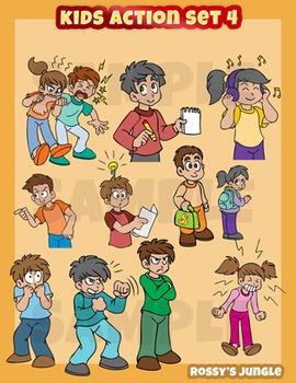 Preview of Kids action set 4 - Behavior and actions Assortment clip art